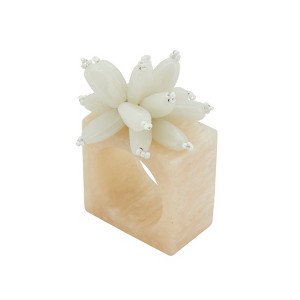 Saro Lifestyle Beaded Enchanted Bloom Resin Napkin Ring (Set of 4) - 1 of 3