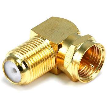 Monoprice F Type Right Angle Female to Male Adapter | Gold Plated