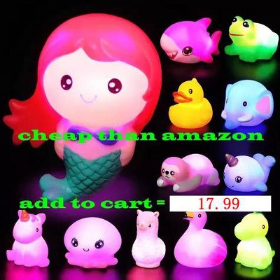 SYNCFUN  12pcs Light up Bath Toys 2.5inch Bathtub Mermaid Toy Baby Bathtime Floating Rubber Shower Toy for Infant