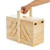 Juvale Wooden Sewing Box Organizer for Sewing Supplies with 3 Tier Drawers for Craft Tools, Needles, Thread Spool Organizer, 12.6 x 5.9 x 8.3 In - 3 of 4