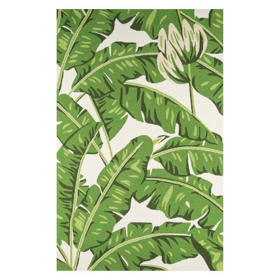 3'9"x5'9" Leaf Hooked Accent Rug Green - Momeni