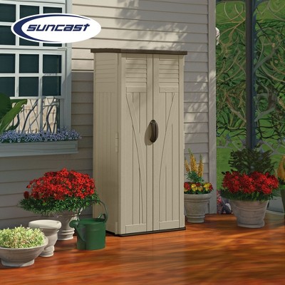 Suncast Sand Tall Plastic Vertical Outdoor Storage Shed