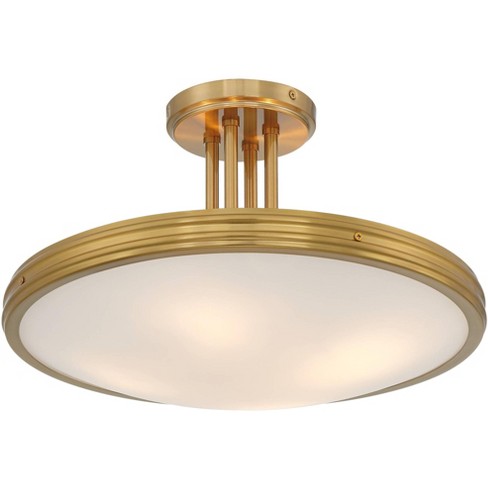 Possini Euro Design Milne Modern Ceiling Light Semi Flush Mount Fixture 14  Wide Bronze Brass 3-Light Clear Crystal for Bedroom Kitchen Living Room