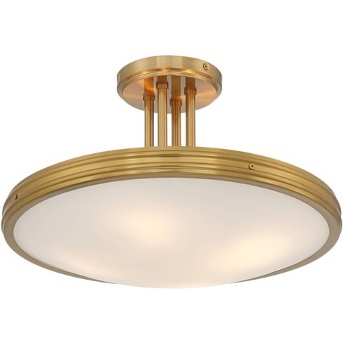 Possini Euro Design Possini Euro Aldo 17 Wide Brass and Opal White Glass  Ceiling Light