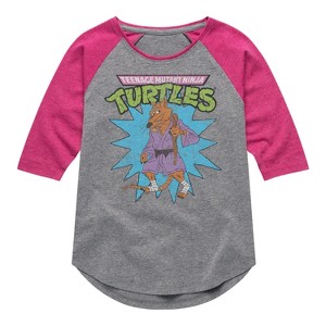 Girls' - Teenage Muntant Ninja Turtles - Splinter Shirt Tail Raglan Graphic T-shirt - 1 of 3