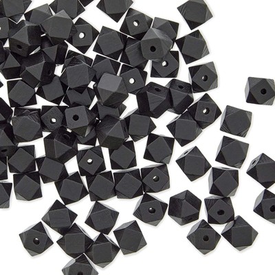 Bright Creations 100 Pack Black Geometric Wooden Beads for Arts and Crafts and Jewelry Making (16mm)