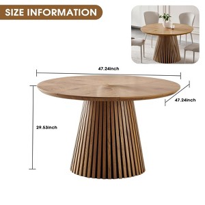 Gulches 47.24" Round Dining Table, Natural Wood MDF Top with Slatted Legs, Multi-Functional Space-Saving for Living Room/Kitchen - 1 of 4