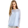 INSPIRE CHIC Women's Elegant Lace Sleeve Scalloped Trim Summer Casual Chiffon Blouse - 3 of 4