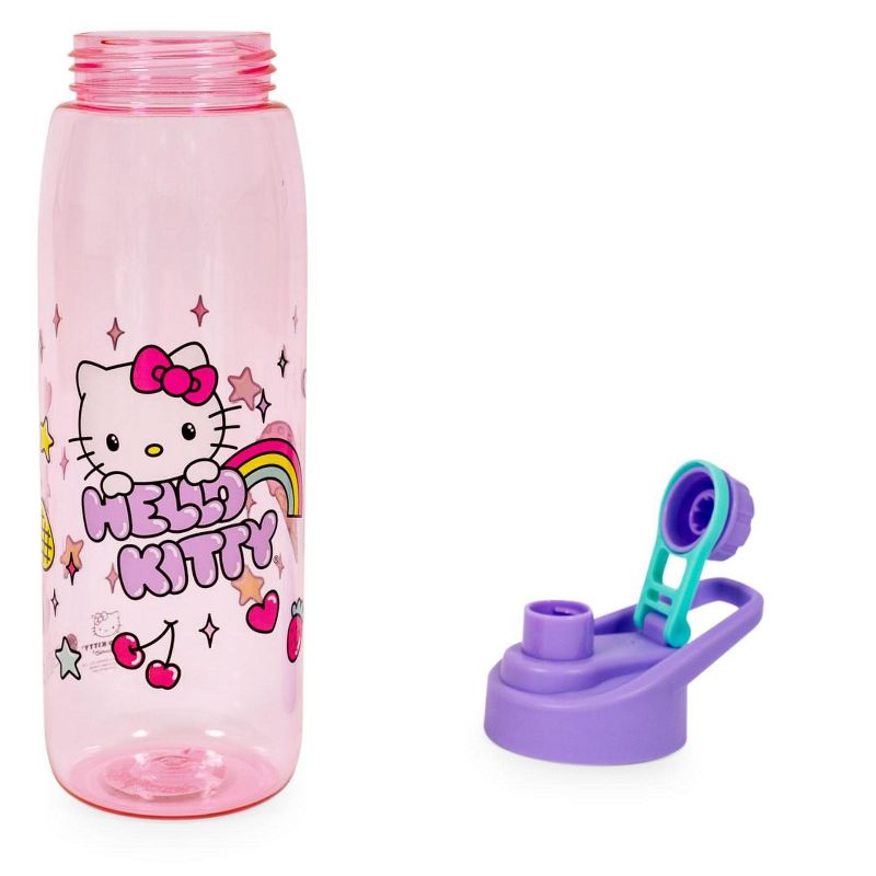 Silver Buffalo Sanrio Hello Kitty Rainbow Treats and Stars Water Bottle with Lid | 28 Ounces, 2 of 7