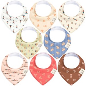 8pk Organic Baby Bandana Bibs, Baby Drool Bibs for Baby Boy, Girl, Baby Bibs for Infant, Newborn - 1 of 4
