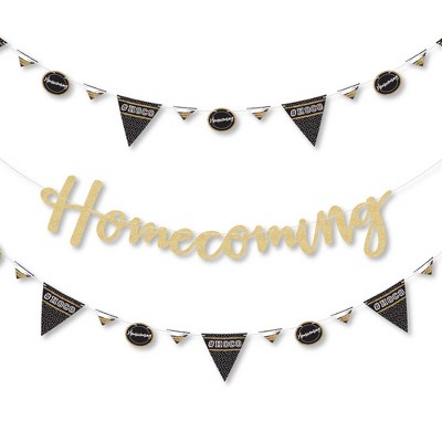 Big Dot of Happiness Hoco Dance - Homecoming Letter Banner Decoration - 36 Banner Cutouts and No-Mess Real Gold Glitter Homecoming Banner Letters