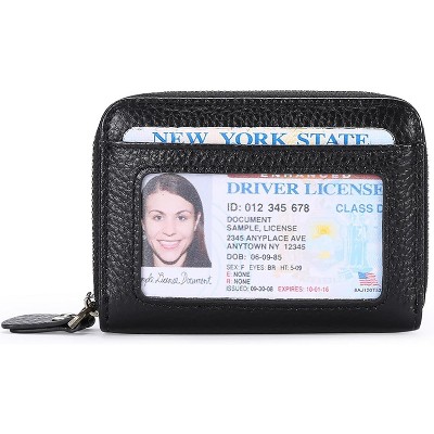BEAFUP Women Leather Credit Card Holder Wallet,RFID Blocking Secure Card Case ID Case Organizer Zipper Wallet