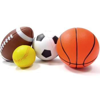 Ready! Set! Play! Link Set Of 4 Sports Balls For Kids (Soccer Ball, Basketball, Football, Baseball)