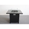 30" Black Powder-Coated Metal Outdoor Fire Pit Table with Smoked Glass Top and Lid - 2 of 4