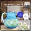 Artland Iris 90oz Hand-Blown Glass Pitcher & 17oz Highball Glasses Set of 4 - Unique Bubble Shape, Lead-Free Glass, Stylish Drinkware Set - Turquoise - 2 of 4
