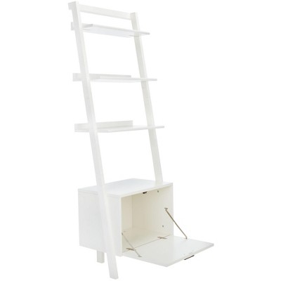 White 3-Tier Ladder-Style Etagere with Bottom Drawer