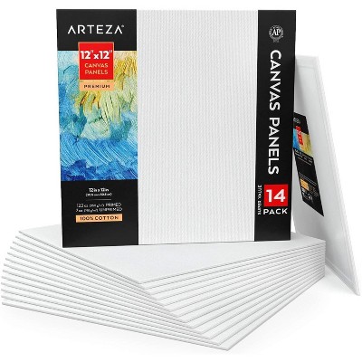 Arteza Canvas Panels, Premium, White, 12"x12", Blank Canvas Boards for Painting - 14 Pack (ARTZ-9529)