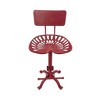 Carolina Living August Tractor Seat Counter Height Barstool with Back Red: Farmhouse Style, Iron, Adjustable 22"-33" - 2 of 4