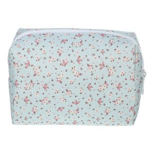 Unique Bargains Portable Floral Cosmetic Bag Blue 1 Pc - 1 of 3