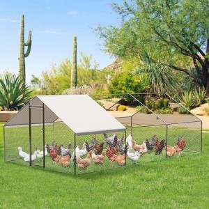 Large Metal Chicken Coop Wire Mesh Heavy Duty Chicken Run with Waterproof Cover and Anti-UV Cover Walk-in Poultry Cage for Duck Rabbit House Cage - 1 of 4