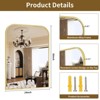 Aoibox Gold Wall Mounted Bathroom Mirror with Aluminum Metal Frame, Elegant Round Top Design for Living Room, Bedroom, Fireplace, Mantle, Entryway - 3 of 4