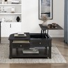 38" Wooden Lift-Top Coffee Table with Storage Drawer, Open Shelves and Casters for Living Room - 3 of 4