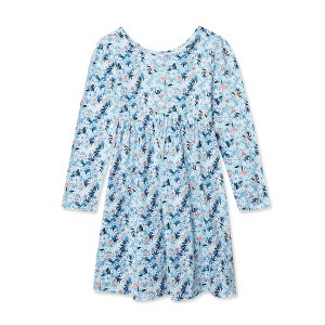 Lands' End Kids Long Sleeve Gathered Waist Jersey Dress - 1 of 2
