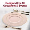 Smarty Had A Party Pink w/ Gold Rim Round Blossom Plastic Dinnerware Set - 40 Sets - 2 of 4