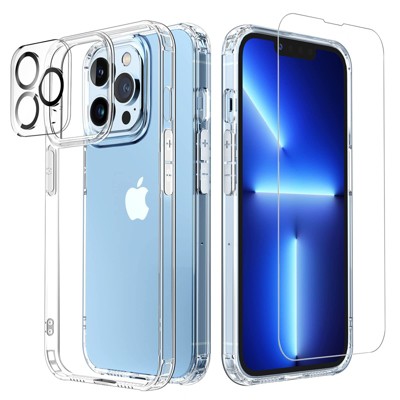 BONGEEK Designed for iPhone 13 Pro Case Clear, Transparent Shockproof Protective Bumpers Tempered Glass Phone Cases for iPhone 13 Pro 6.1 inch