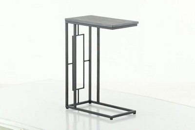 Compact Round Black Wood & Metal 24" Accent Table
