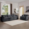 Mid-Century Modern 2-Piece Sofa Set, 3-Seater and Single-Seater, Corduroy with Arm and Throw Pillows - 2 of 4
