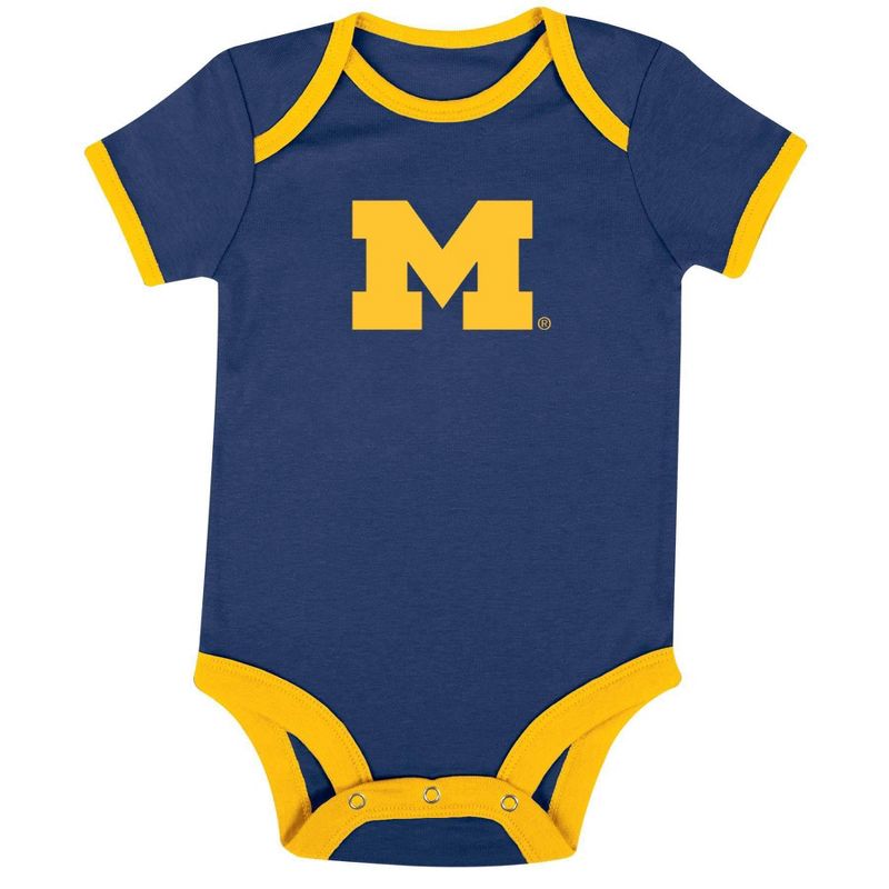 NCAA Michigan Wolverines Infant Boys&#39; Short Sleeve 3pk Bodysuit Set, 2 of 5