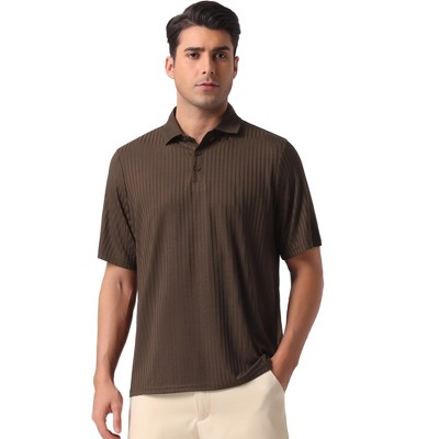 INSPIRE CHIC Men's Summer Casual Short Sleeve Solid Color Texture Knit Polo Shirts
