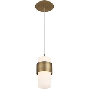 dweLED Banded 5" Wide Aged Brass and White LED Mini Pendant - 1 of 1