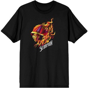 Mens Mortal Kombat Scorpion Face Black Short Sleeve Shirt - 1 of 2