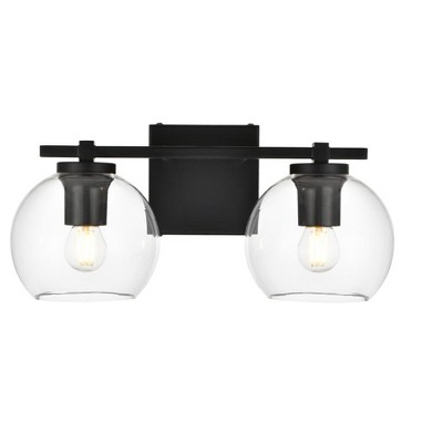 Elegant Lighting Juelz 2 light Black and Clear Bath Sconce