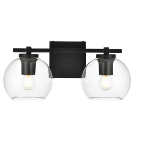 Elegant Lighting Juelz 2 light Black and Clear Bath Sconce - 1 of 4