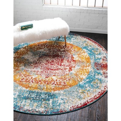 Unique Loom Rosso Cavalli Border Indoor Woven Area Rug