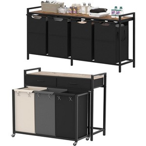 Heybly Laundry Hampers, 126L Laundry Basket with 3 Section Pull-Out Rolling Bags - 1 of 3