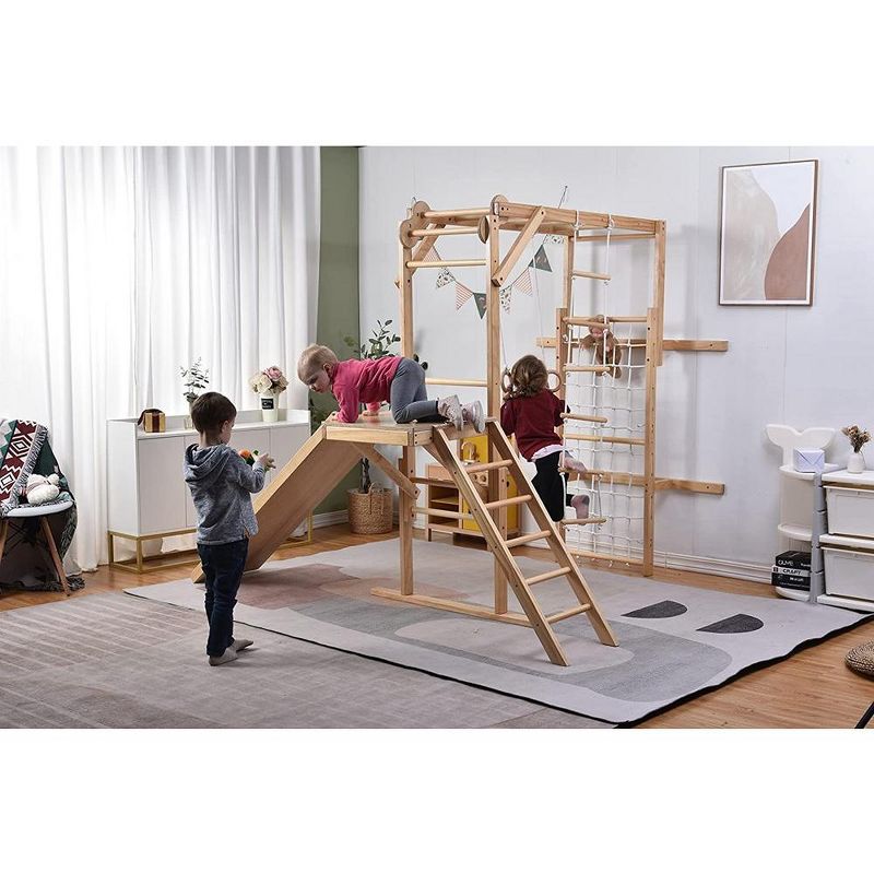 Avenlur Grove - Wood indoor 8-in-1 Wall Jungle Gym, 1 of 10