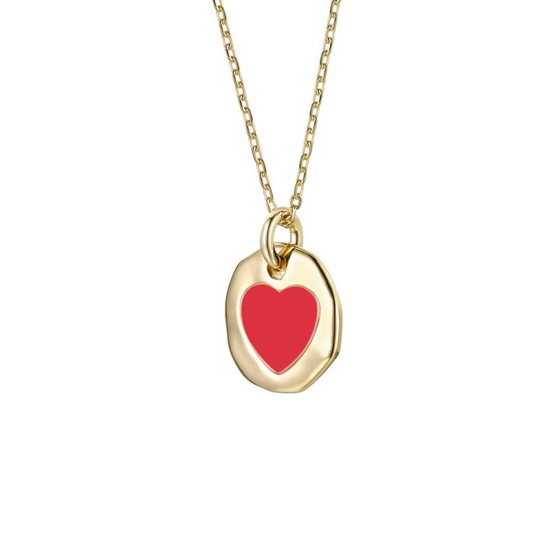 Guili Kids 14k Gold Plated with Red Heart Enamel Medallion Pendant Necklace, 2 of 3