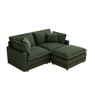 NicBex 70.86 Inch Modular Corduroy Sectional Sofa,L-Shaped Couch with Ottoman and 4 Pillows for Living Room,Apartment,Office,Green