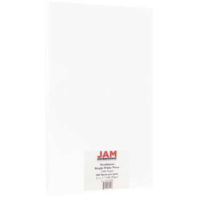 JAM Paper Ledger Strathmore 24lb Paper - 11 x 17 Tabloid - Bright White Wove - 100 Sheets