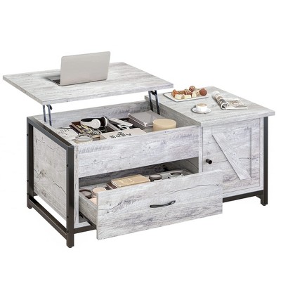 Hausource 41.7" Lift Top Coffee Table with Hidden Storage, Drawers & Side Cabinet for Living Room