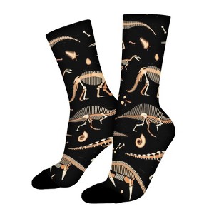 Skeleton Of Dinosaur Animal Women Printed Crew Socks Funny Funky Socks Soft Polyester Novelty Gifts for Artists Men - 1 of 1