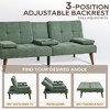 Futon Sofa Bed-Leather Small Futon Couch, Futon Lounge Sofa, Futon Convertible with Cup Holder - 3 of 4