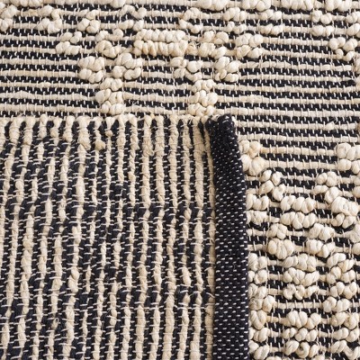 Handmade Black Cotton Flat Woven Non-slip Rug, 8' x 10'