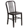 Emma and Oliver Commercial Grade 30" Round Metal Indoor-Outdoor Table Set & 4 Slat Back Chairs - 4 of 4