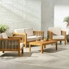 Chic Crate-Teak Outdoor Patio Set - 4-Seater Wicker Chat Sofa with Removable Cushions, Beige & Khaki - 2 of 4