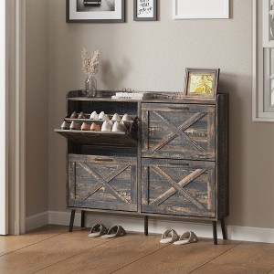 Large Shoe Storage Cabinet with 4 Flip Drawers - 1 of 4